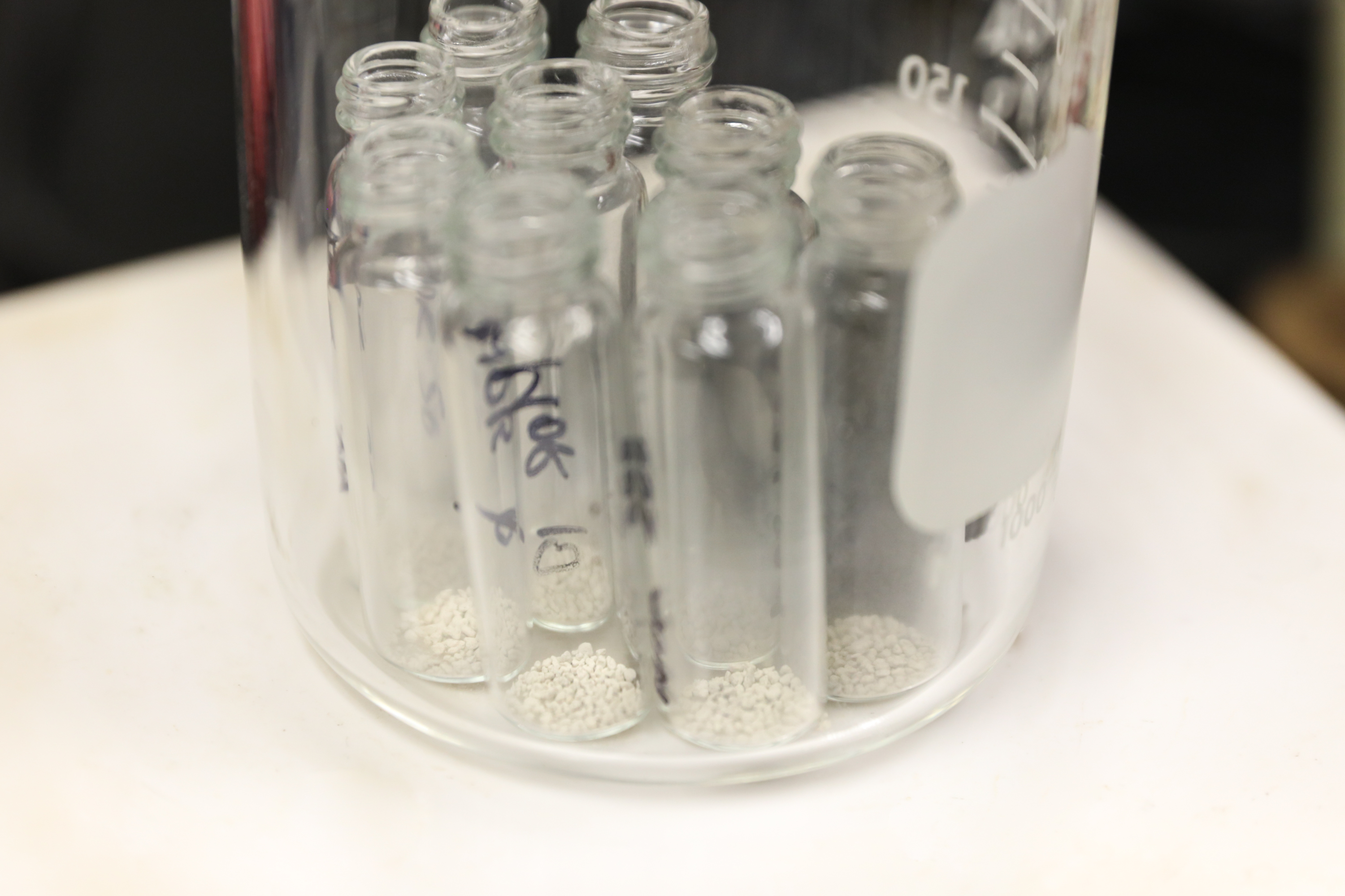Sand and clay water filter samples were analyzed using neutron scattering and the SNS user laboratories to see how they interacted with water containing the chemical bisphenol A, also known as BPA. (Image credit: ORNL/Genevieve Martin)