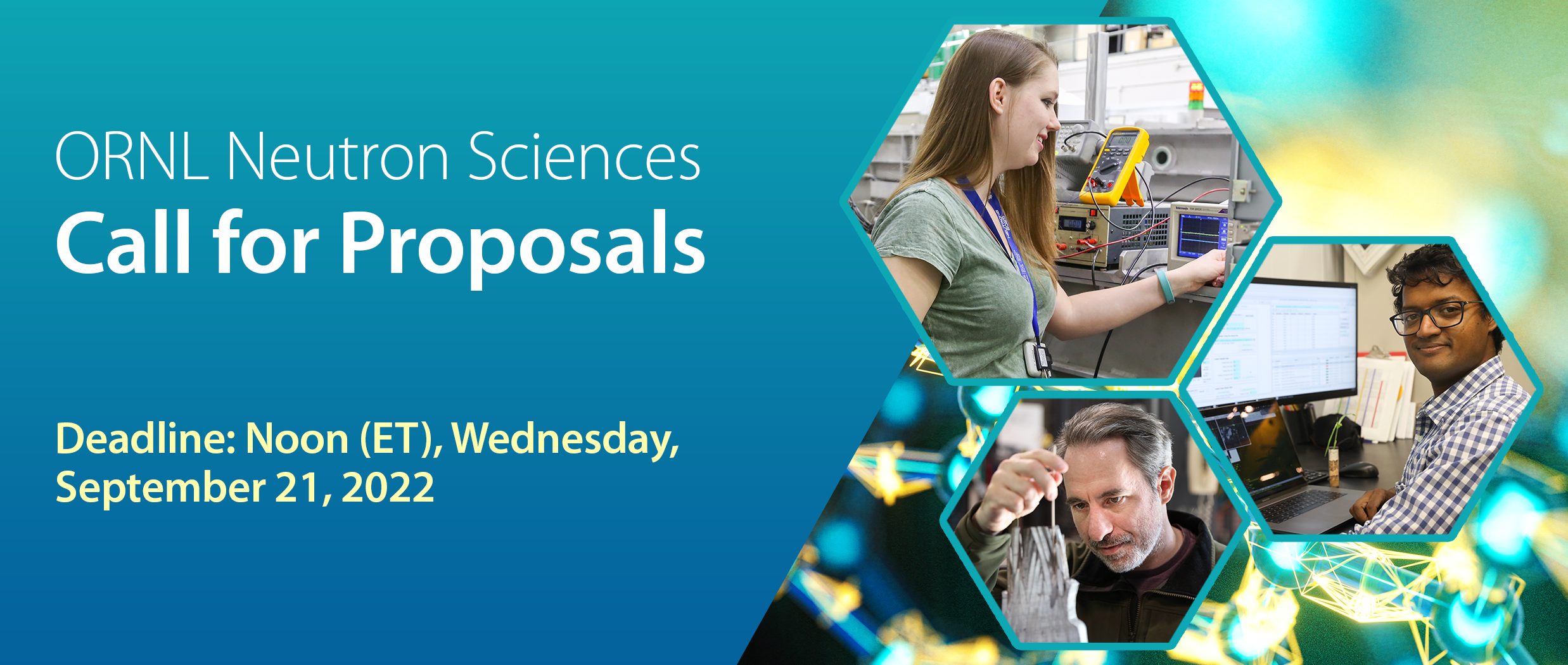 ORNL Neutron Sciences Call for Proposals Deadline Noon (Eastern), Wednesday, September 21, 2022