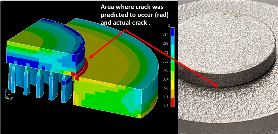 Side-by-side CAD drawing and part image