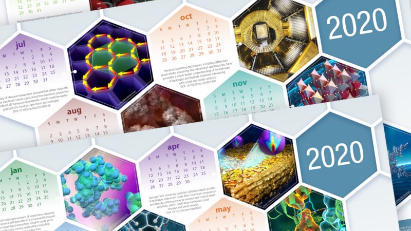 A calendar poster showcasing some recent scientific publications from HFIR and SNS.