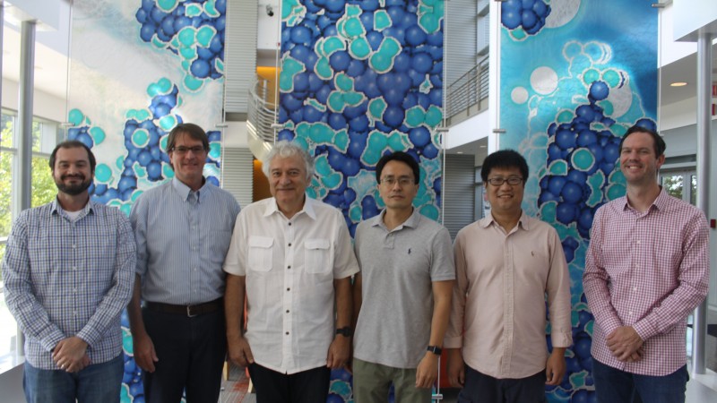 VULCAN Pinhole and Detector Development research team at Oak Ridge National Laboratory’s Spallation Neutron Source. From left to right, Matt Frost, Kevin Berry, Alexandru Stoica, Ke An, Wei Wu, and Harley Skorpenske. Credit: ORNL/Kelley Smith