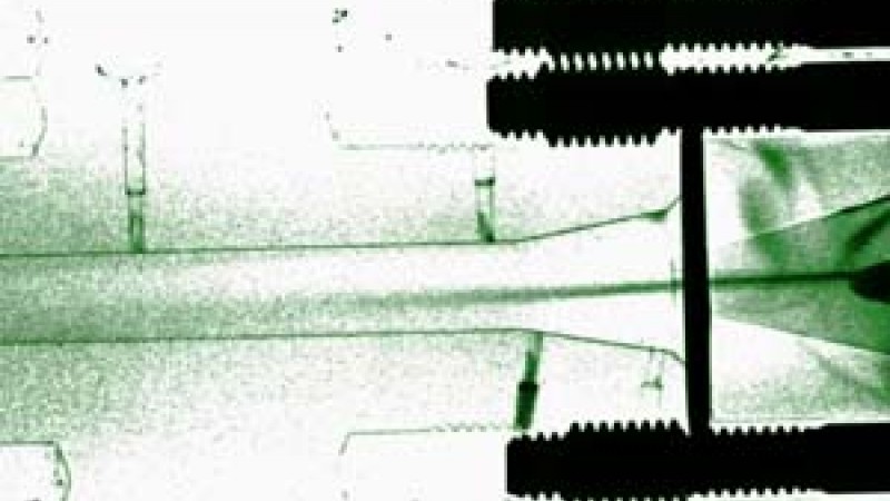 Neutron imaging, like this radiograph of fuel injector spray, is valuable for studying engineering materials. 