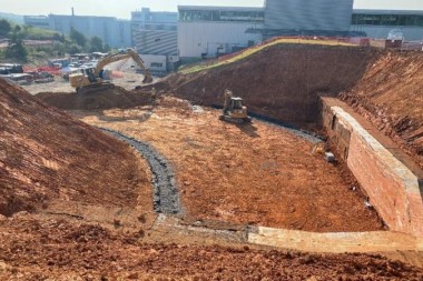 Construction is underway at ORNL's Spallation Neutron Source. Credit: Brett Riffert/ORNL, U.S. Dept.